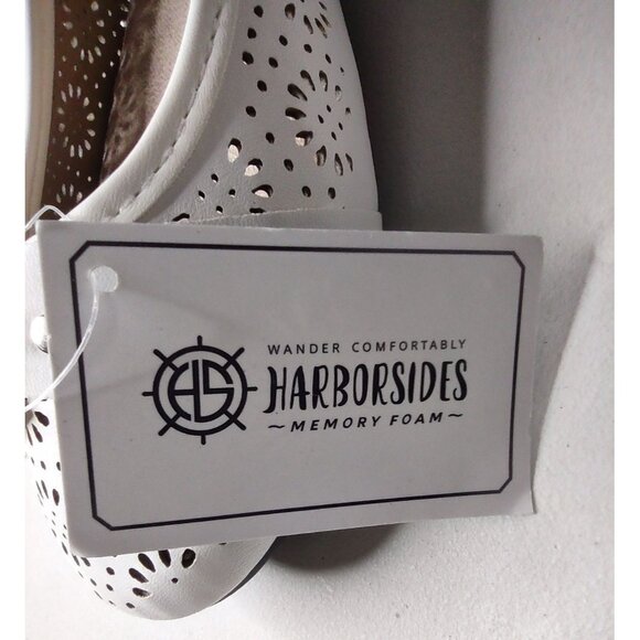 Harborsides Giovana White Metal O-ring Floral Perforated Flats Size 8 Wide NWT - Picture 6 of 16